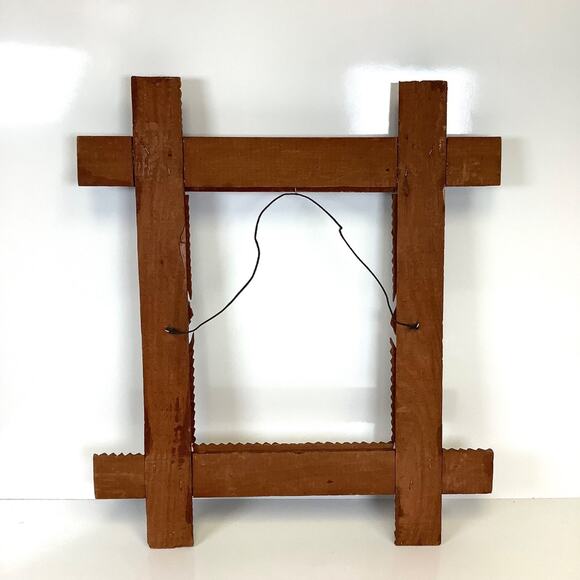 Antique Tramp Art Folk Wood Frame 7.5”x9.75” Opening Primitive Hand Carved Vtg - Picture 16 of 16